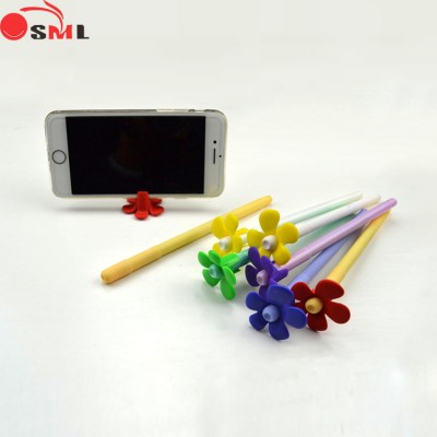 Custom logo gift plastic Decorate Soft interesting flower Ballpoint pens wholesale for women