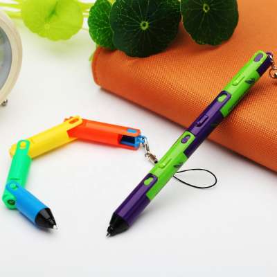 design custom key rings personalized folding ballpoint pen with led light